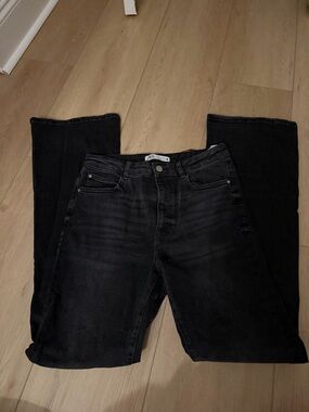 Zara Black Wide-Leg High-Rise Jeans